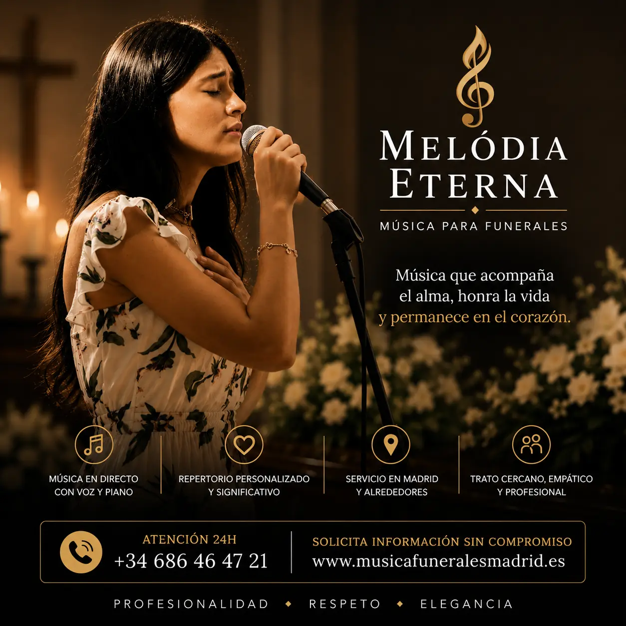 Por qué voz y piano es un formato ideal para un funeral